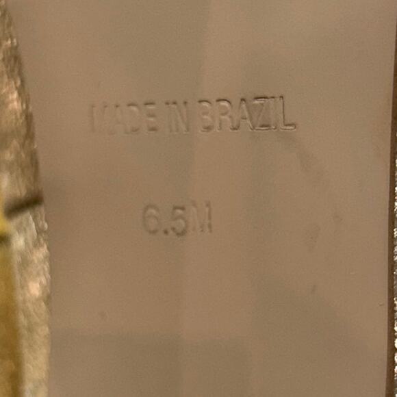 Steve Madden Gold Pointed Toe Leather Pump Heel 6.5 Cocktail Wedding Guest - Picture 11 of 11